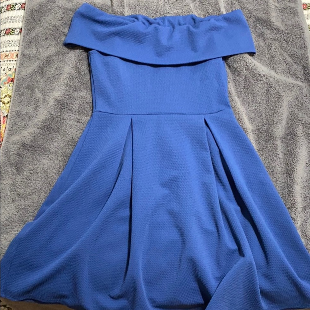 Blue off the shoulder dress